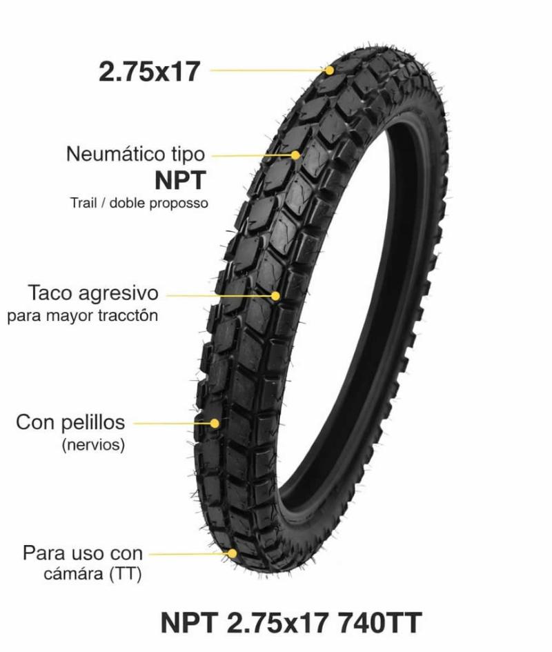 Neumatico De Moto 2.75x17 Npt 740 Tt