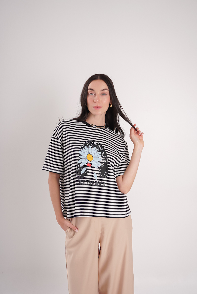 Remera Crop Rayado Good
