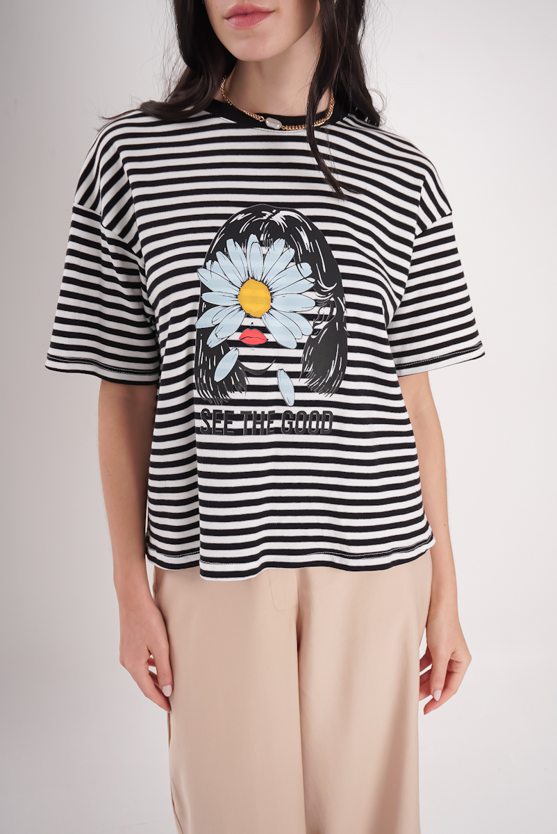 Remera Crop Rayado Good