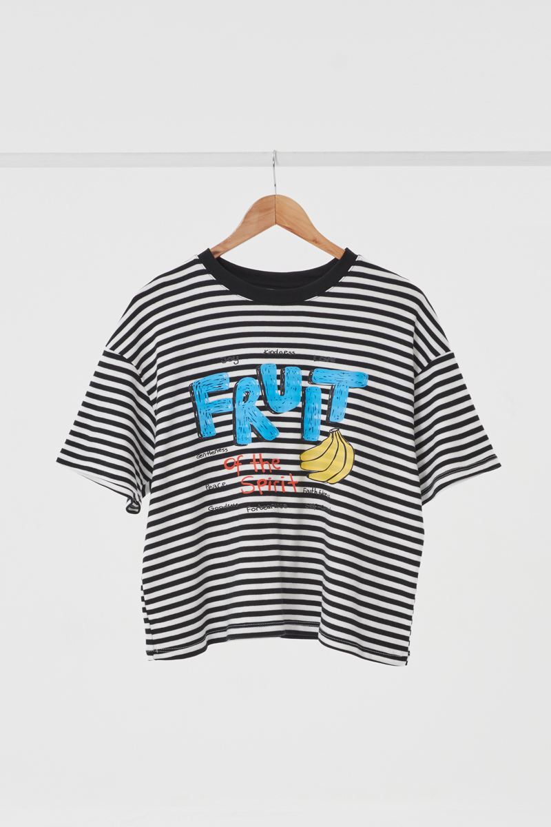 Remera Crop Rayado Fruit