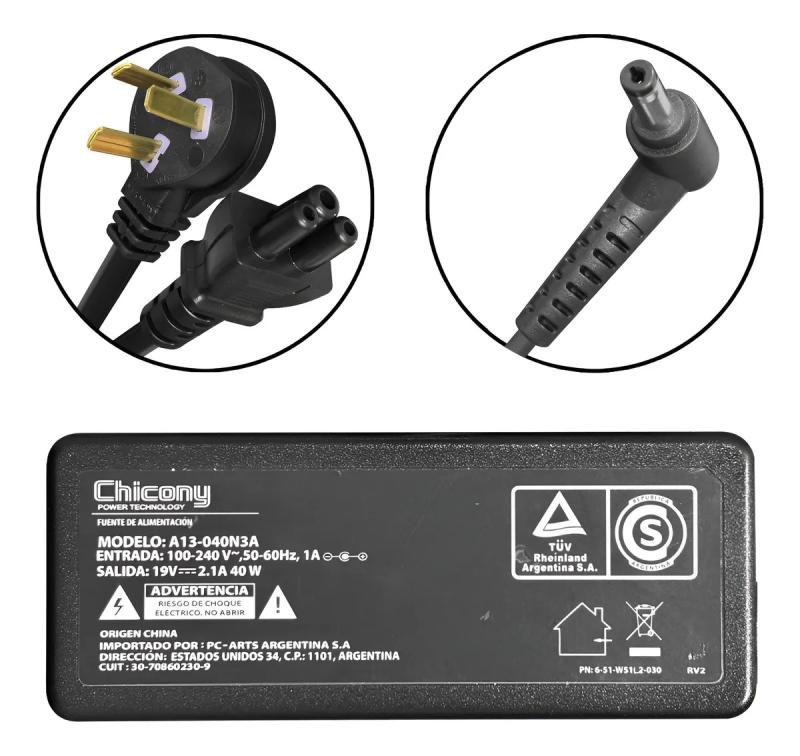Cargador Para Noblex Nb16w101 102 Nb1602 N15w1 Nb1101 W101 W102 19v 2.1a 40w 4,0x1,7mm