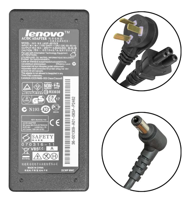 Cargador Lenovo G430 G450 G460 G475 G480 Original 20v 3.25a 65w 5,5x2,5mm
