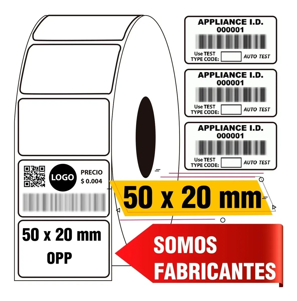 Rollo de etiqueta simple 50x20