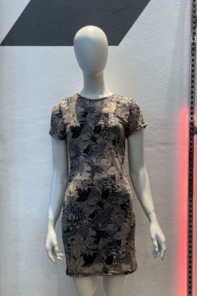 Vestido manga corta tul pez