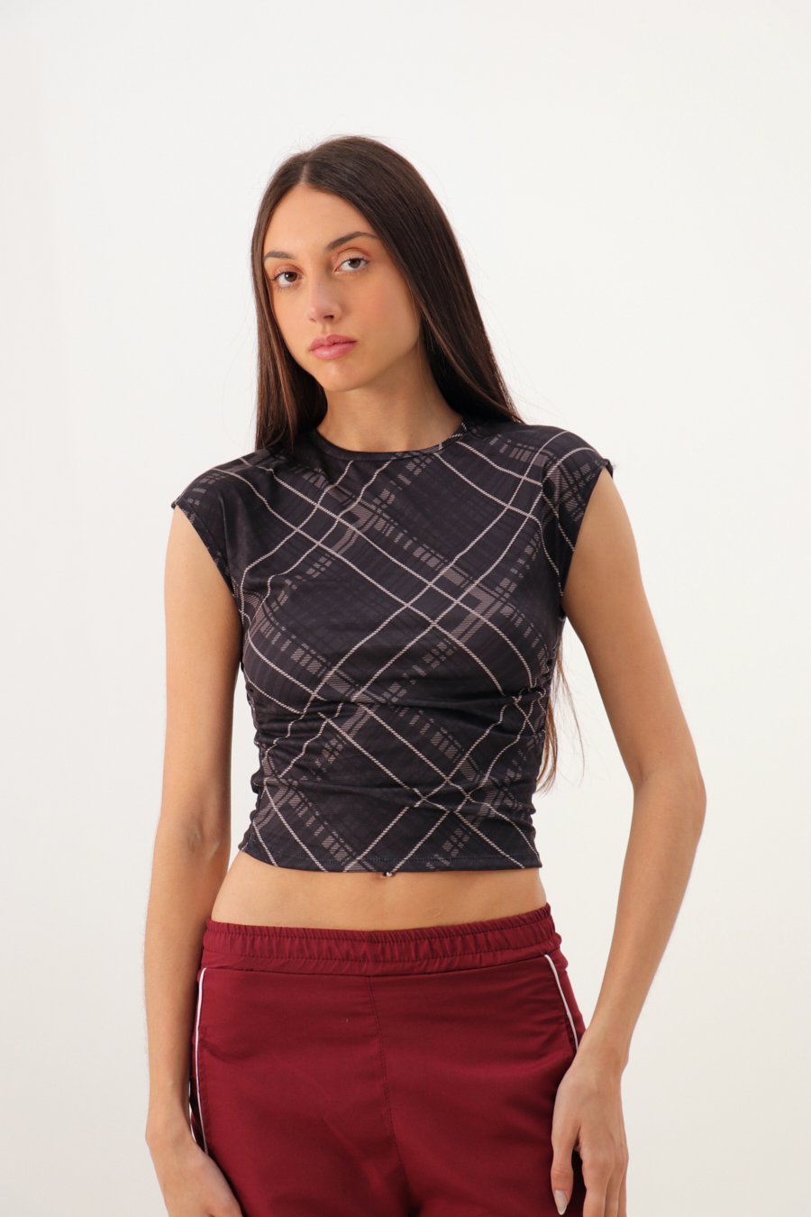 Remera frunce cuadrille