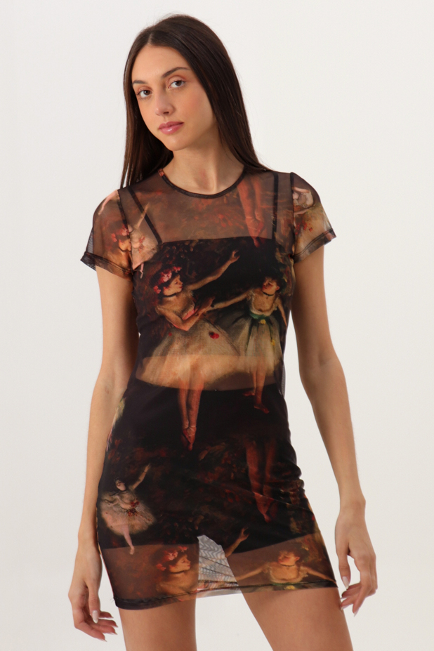 Vestido manga corta tul Dance