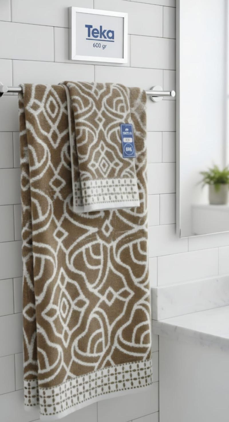 Juego de Toalla y Toallón Jackard Estampado 600G con Guarda - Teka