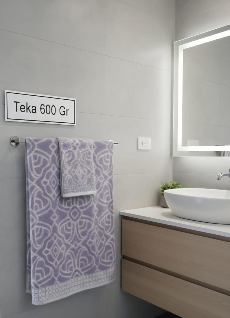 Juego de Toalla y Toallón Jackard Estampado 600G con Guarda - Teka