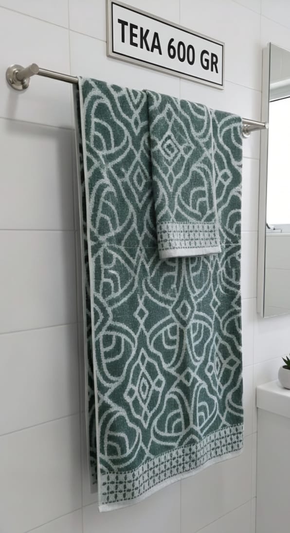 Juego de Toalla y Toallón Jackard Estampado 600G con Guarda - Teka