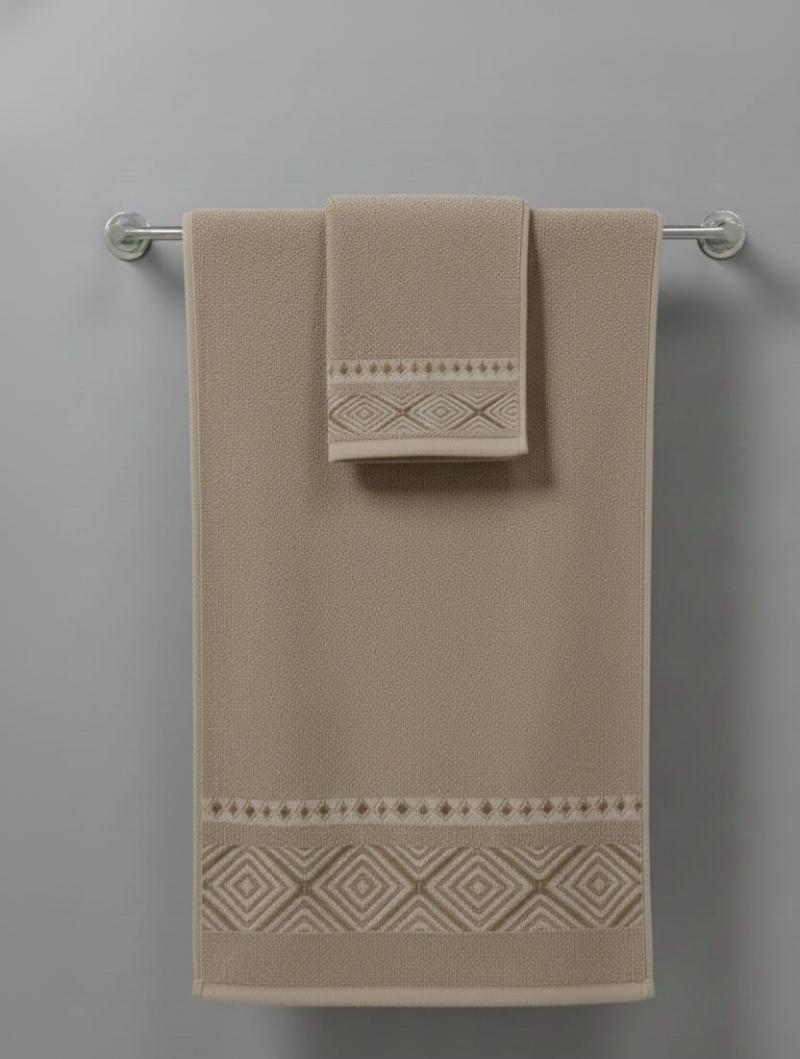 Juego de Toalla y Toallón Jackard 500G con Guarda Rombos- Teka