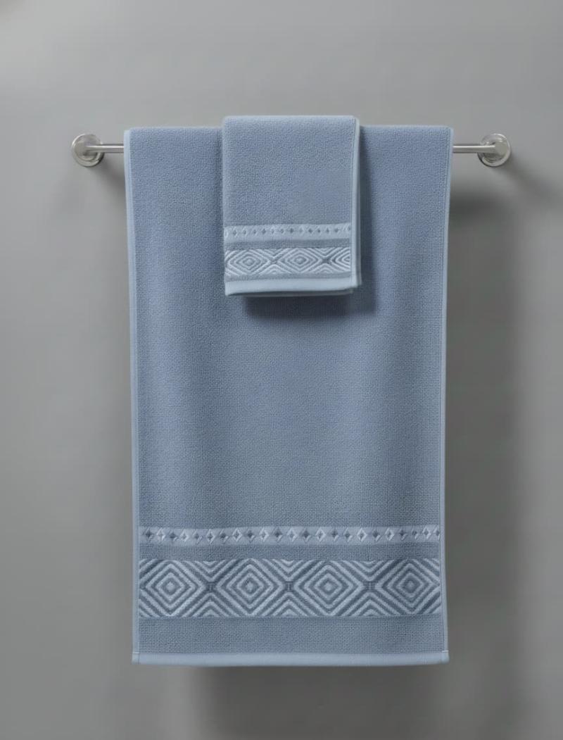 Juego de Toalla y Toallón Jackard 500G con Guarda Rombos- Teka