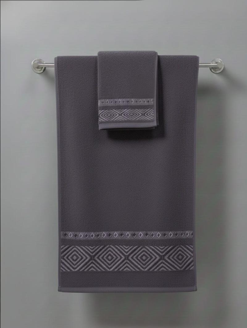 Juego de Toalla y Toallón Jackard 500G con Guarda Rombos- Teka