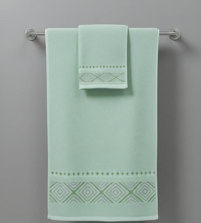 Juego de Toalla y Toallón Jackard 500G con Guarda Rombos- Teka