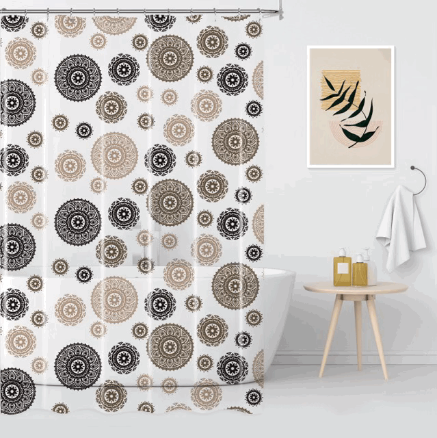 Set de Baño - Cortina Ganchos con Jabonera y Porta Cepillos- Campomayo