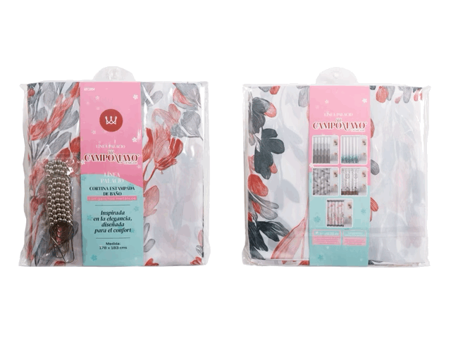 Cortina de Baño Teflón con 12 Ganchos Metálicos - Campomayo