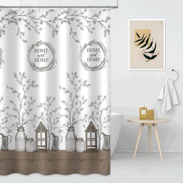 Cortina de Baño Teflón con 12 Ganchos Metálicos - Campomayo