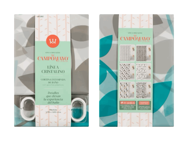 Cortina de Baño Estampada con 12 Ganchos Metálicos - Campomayo