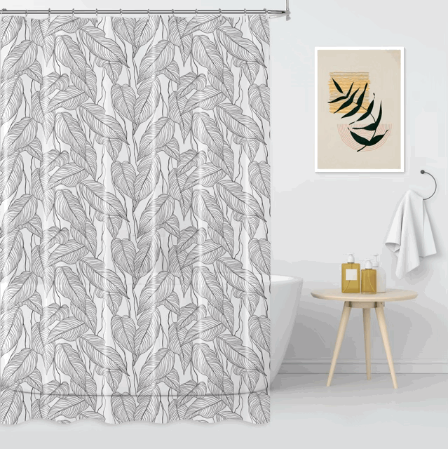 Cortina de Baño Estampada con 12 Ganchos Metálicos - Campomayo