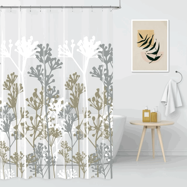 Cortina de Baño Estampada con 12 Ganchos Metálicos - Campomayo