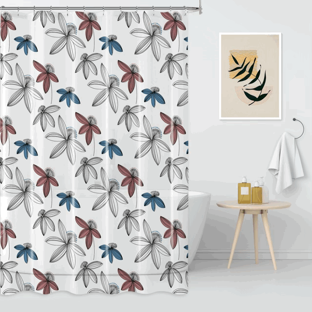 Cortina de Baño Estampada con 12 Ganchos Metálicos - Campomayo