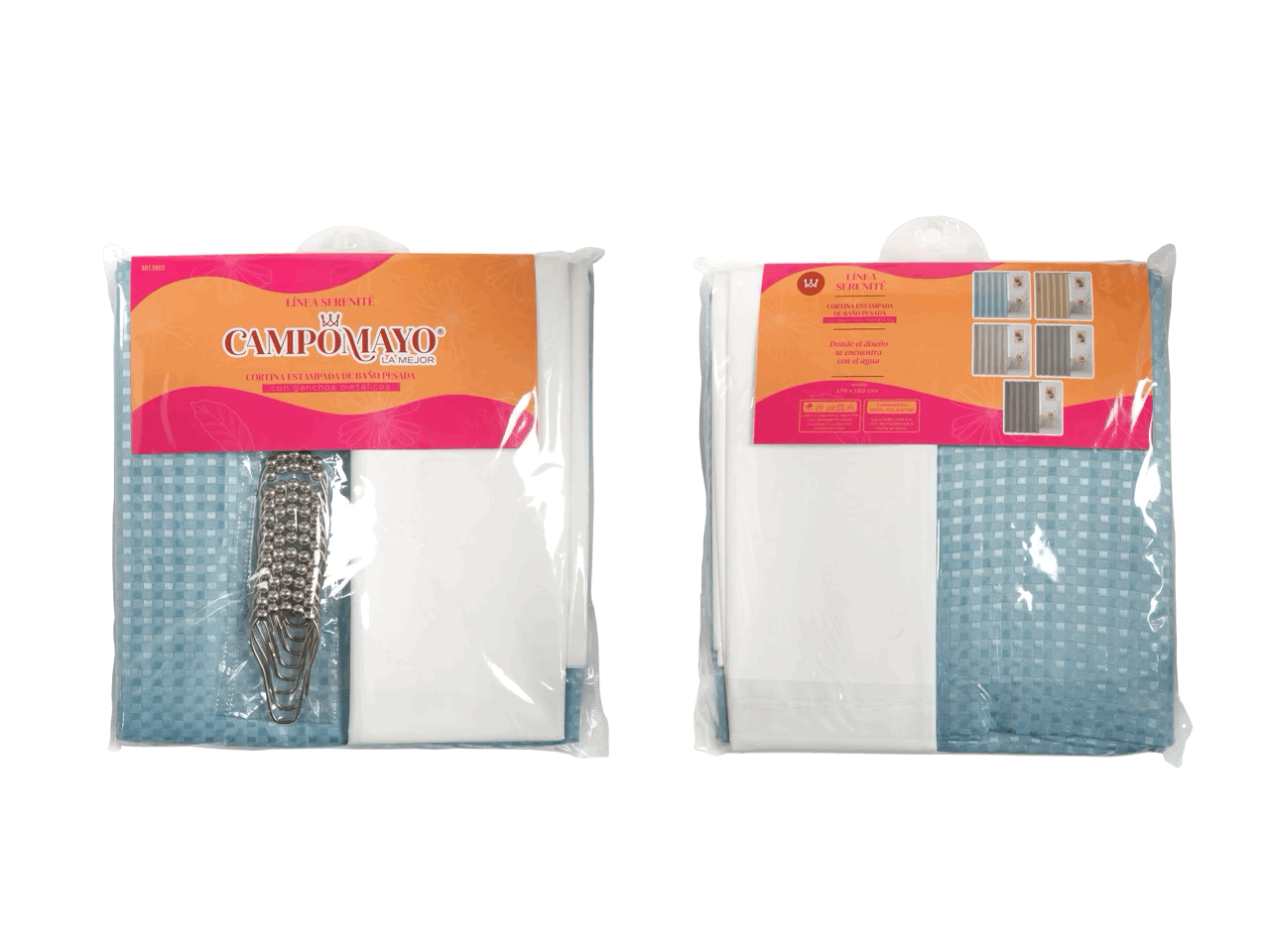 Cortina de Baño Premium Lisa con 12 Ganchos Metálicos - Campomayo