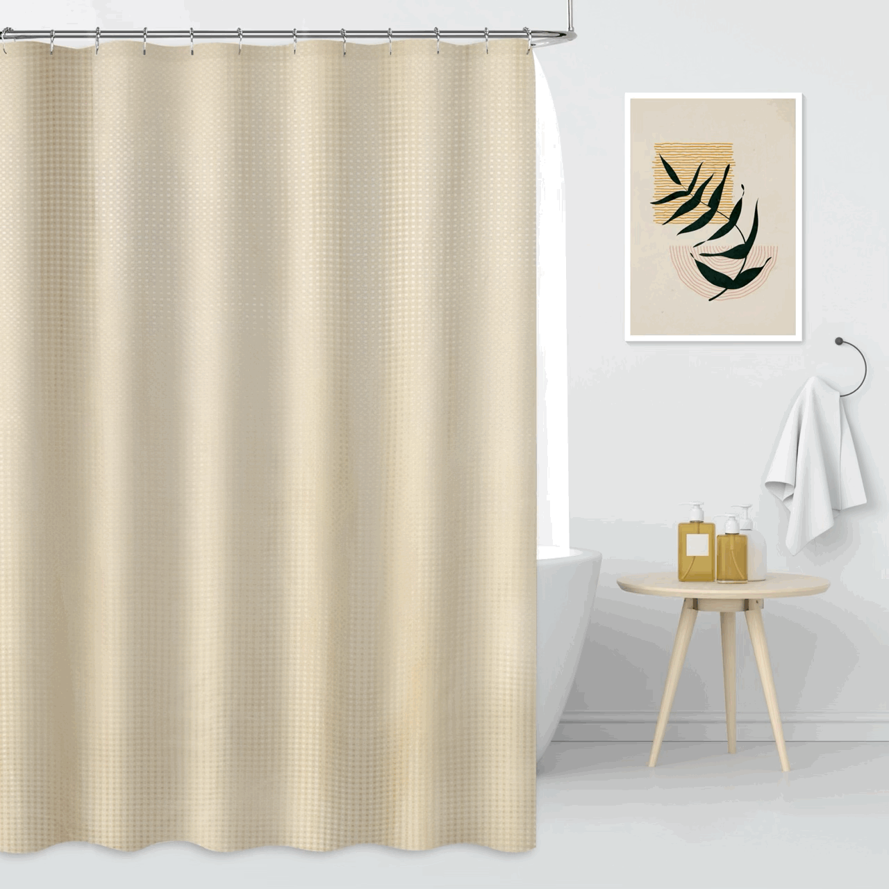 Cortina de Baño Premium Lisa con 12 Ganchos Metálicos - Campomayo