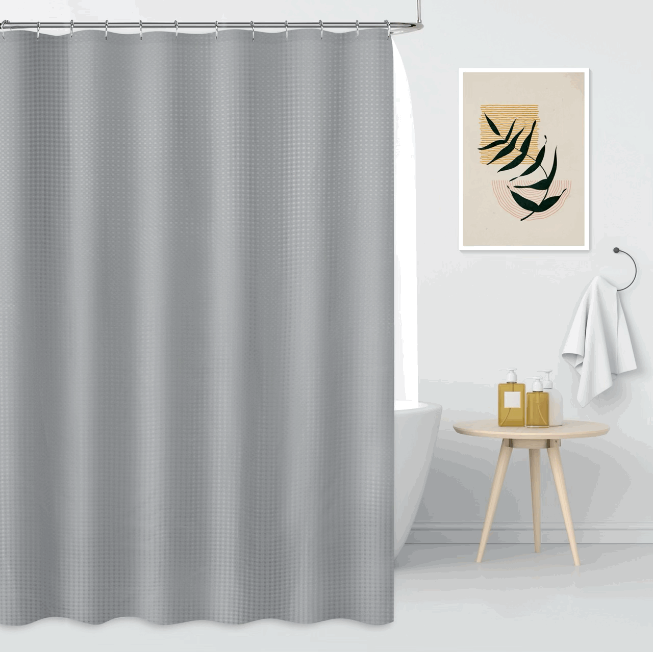 Cortina de Baño Premium Lisa con 12 Ganchos Metálicos - Campomayo