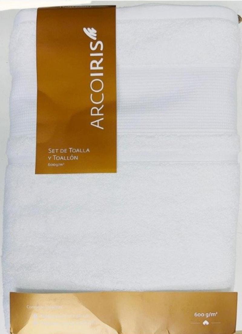 JUEGO TOALLA Y TOALLÓN ARCO IRIS 600G PREMIUM