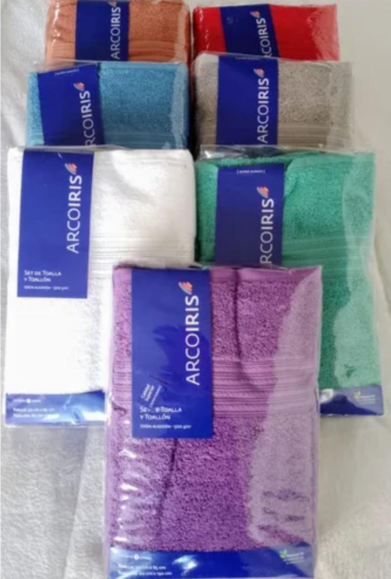 JUEGO DE TOALLA Y TOALLÓN 500G ARCO IRIS TIM