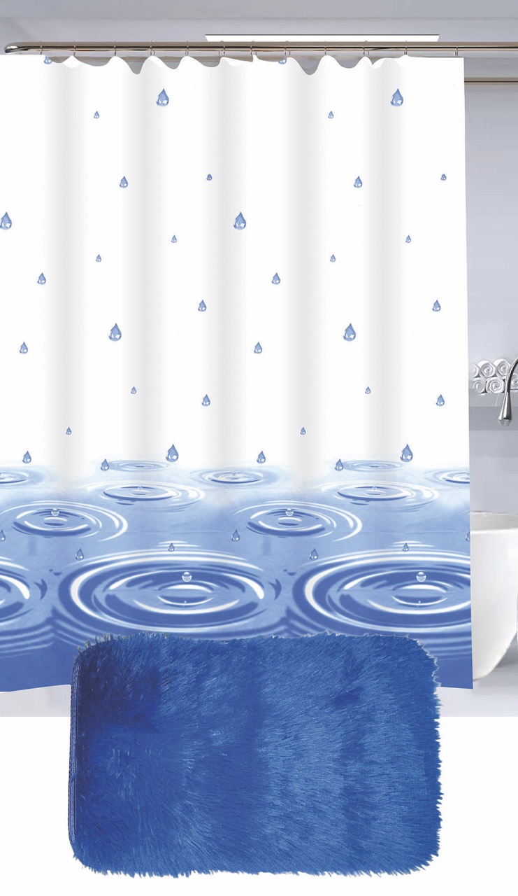 SET DE CORTINA DE BAÑO CON ALFOMBRA DE BAÑO PELUDA