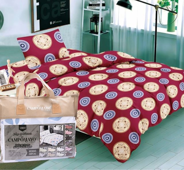 JUEGO DE SABANAS ESTAMPADA PIEL DE DURAZNO 1200H CAMPOMAYO