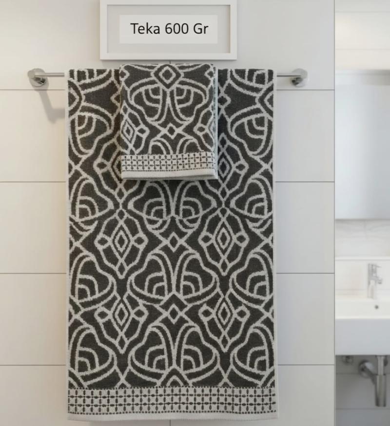 Juego de Toalla y Toallón Jackard Estampado 500G con Guarda - Teka