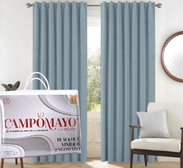 BULTO X12 - Cortina Blackout 100% línea Engomada Aterciopelada - Campomayo