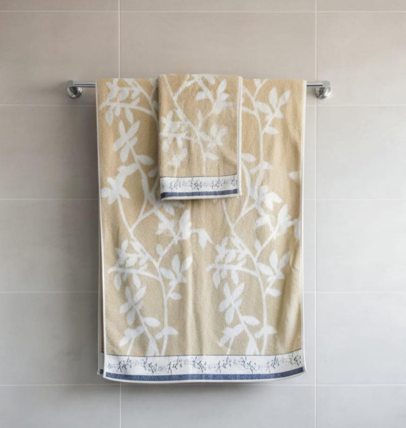 Juego de Toalla y Toallón Jackard 600G Estampado con Guarda - Teka