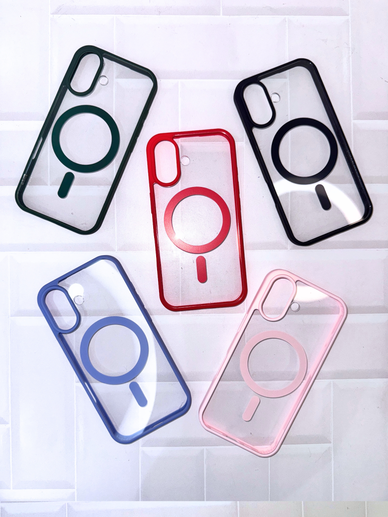 FUNDA TRANSPARENTE BORDE COLOR CON MAGSAFE IPH 16 PRO MAX