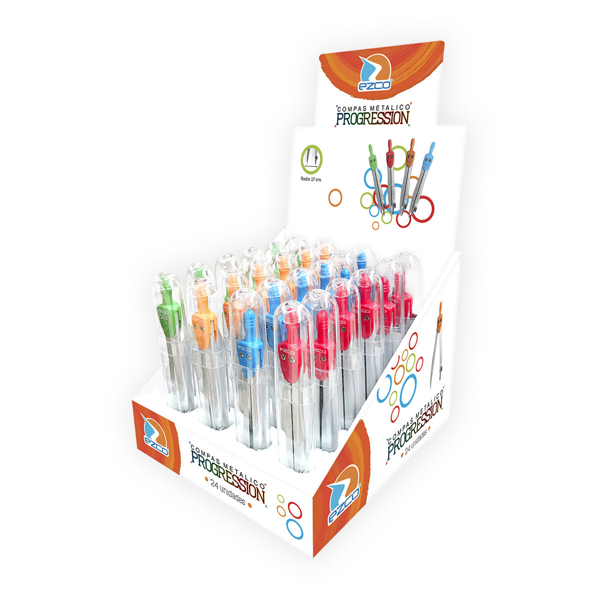 PACK COMPAS EZCO ESCOLAR METALICO PROGRESSION X24 UNIDADES