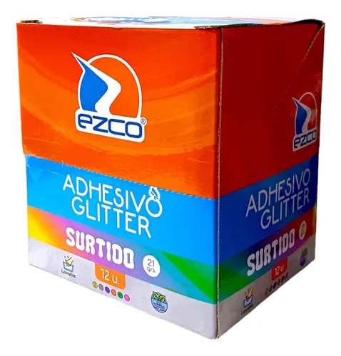 PACK ADHESIVO GLITTER EZCO X21GRS COLORES SURT X12U