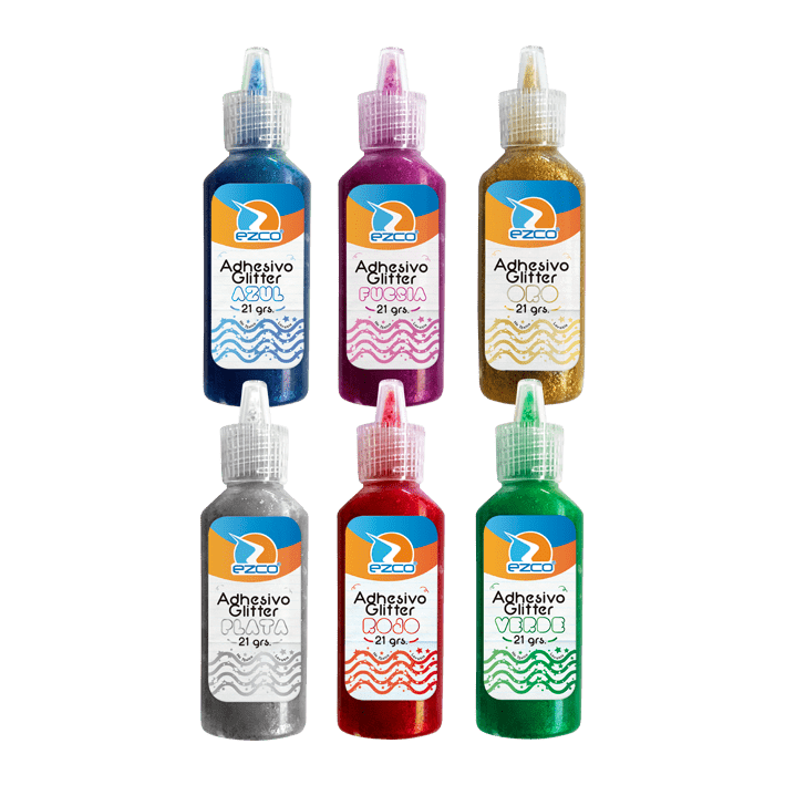 PACK ADHESIVO GLITTER EZCO X21GRS COLORES SURT X12U