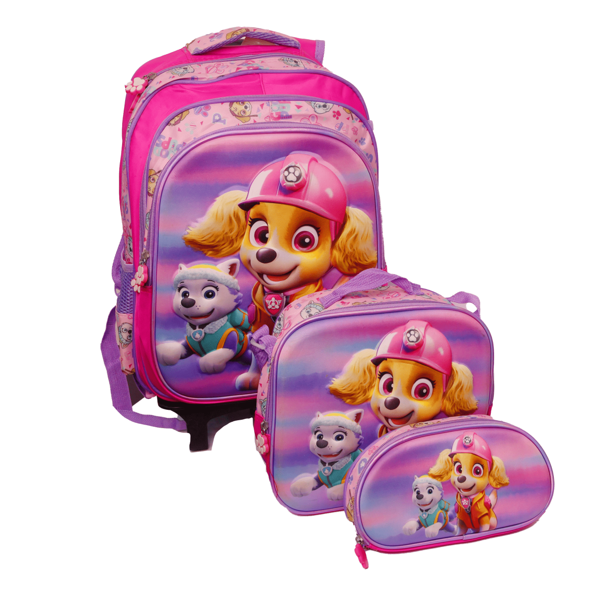 MOCHILA IMPORTADA 3 PIEZAS PAW PATROL ROSA