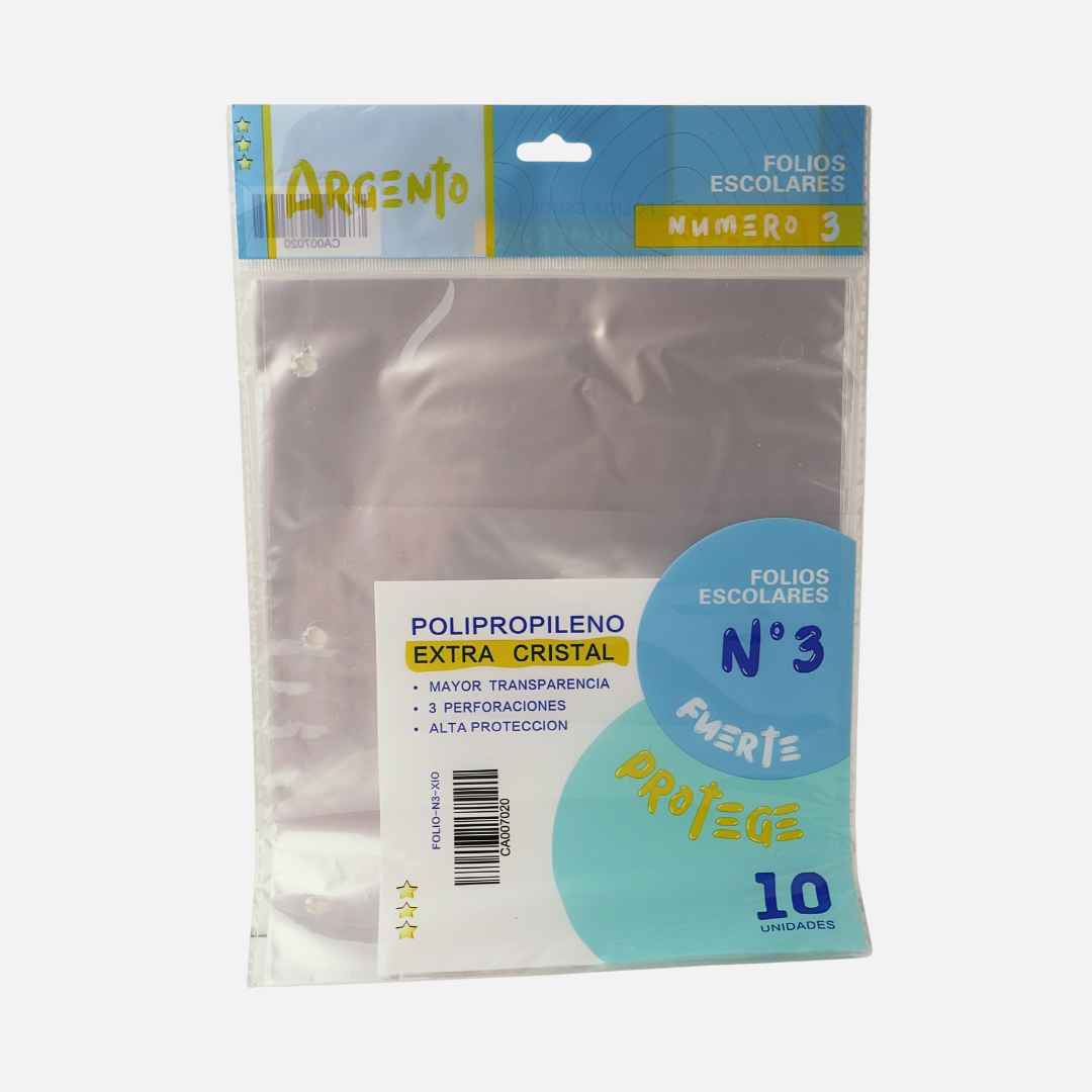 FOLIOS EXTRA CRISTA ARGENTO N°3 REFORZADO X10 UND