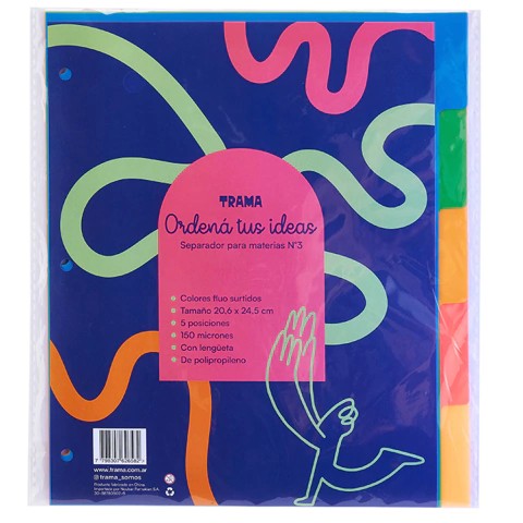 SEPARADOR DE PAGINA TRAMA N°3 C/LENGÜETA COLOR NEON