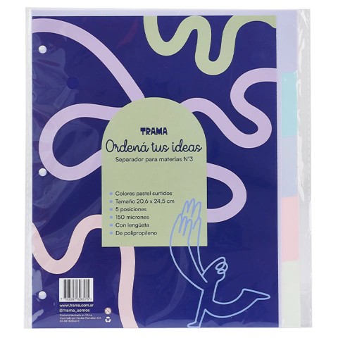 SEPARADOR DE PAGINA TRAMA N°3 C/LENGÜETA COLOR PASTEL