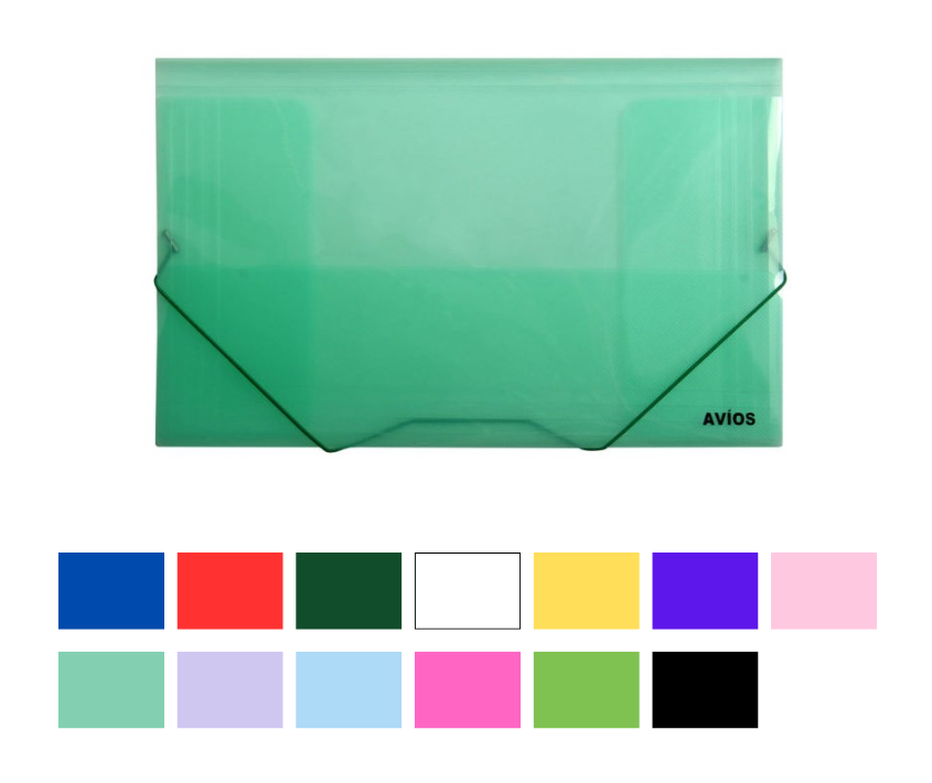 CARPETA PLASTICA 3 SOLAPAS OFICIO AVIOS COLORES SURTIDOS