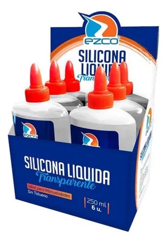 PACK SILICONA LIQUIDA TRANSPARENTE EZCO 250ML X6U