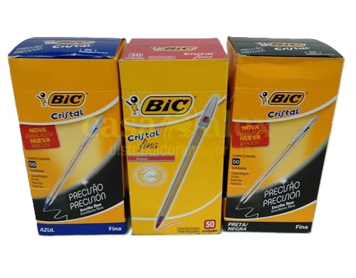 PACK BOLIGRAFO BIC CRISTAL FINE POR COLORES X50U