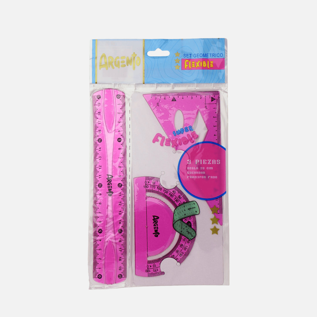 SET DE REGLA ARGENTO FLEXIBLE 3 PIEZAS