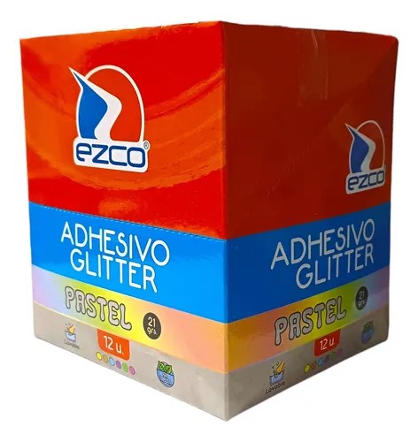 PACK ADHESIVO GLITTER EZCO X21GRS PASTEL SURT X12U