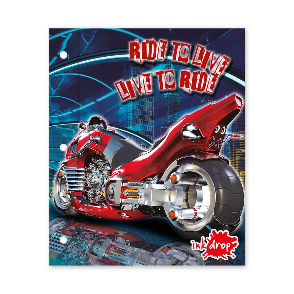 CARPETA ESCOLAR INKDROP Nº3 X2 TAPAS - MOTORCYLES