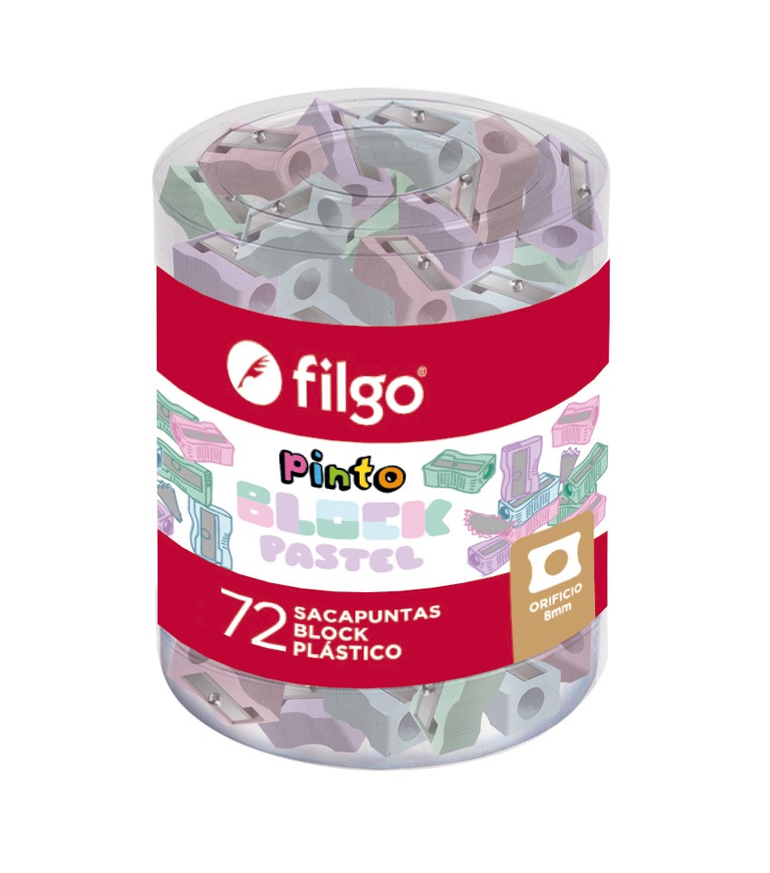 PACK SACAPUNTA FILGO PLASTICO BLOCK PASTEL X72