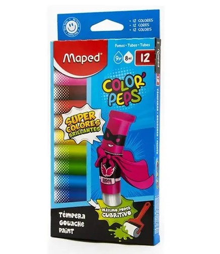 TEMPERA MAPED COLOR`PEPS X12 SURT